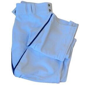 NWT: Men's White Baseball Pants with Navy Blue Piping | Adult S
